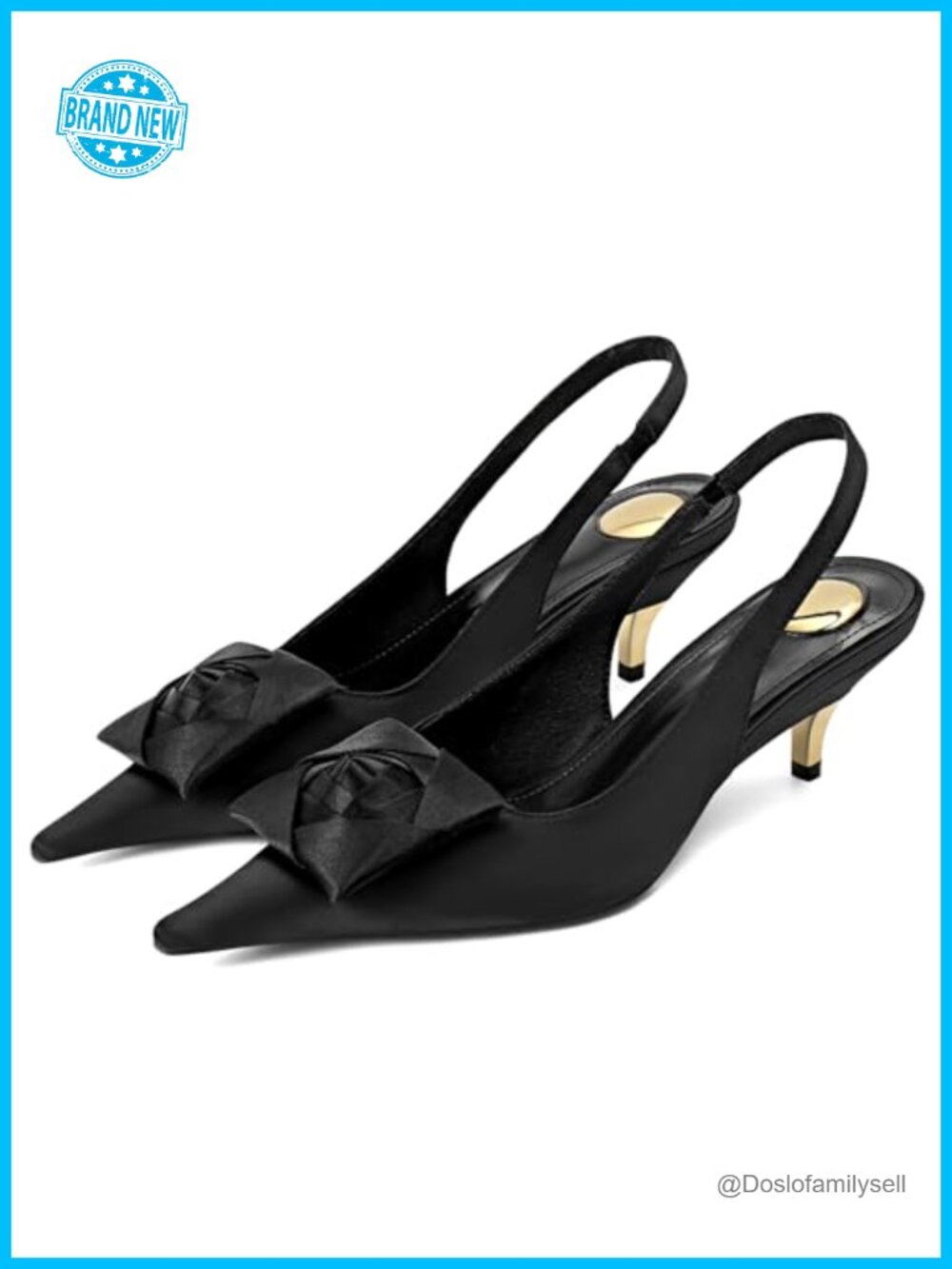 Slingback Kitten Heels Pointed Toe Adjustable Strap Low Heel Pump Evening Work